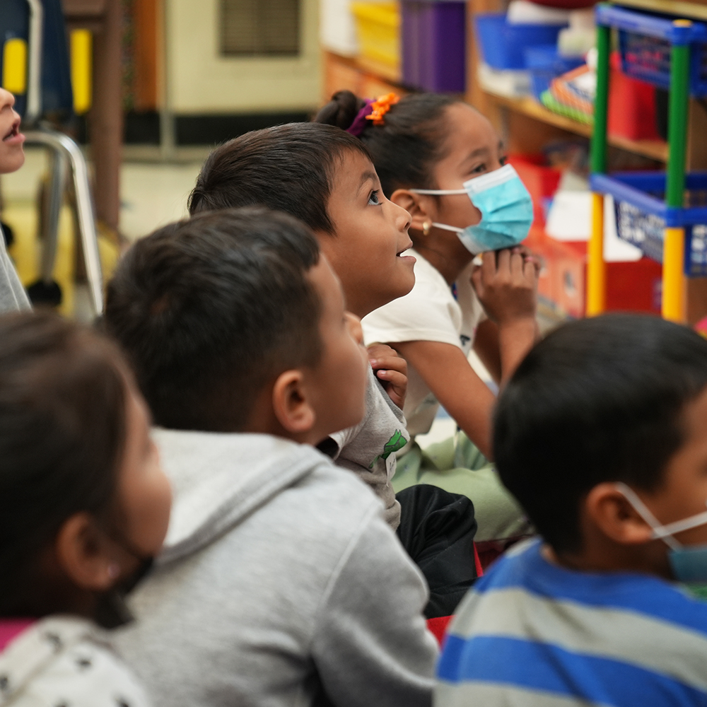 A student in a classroom.
